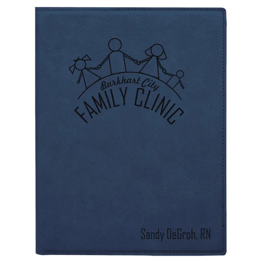 Blue/Black 7" x 9" Laserable Leatherette Small Portfolio with Notepad