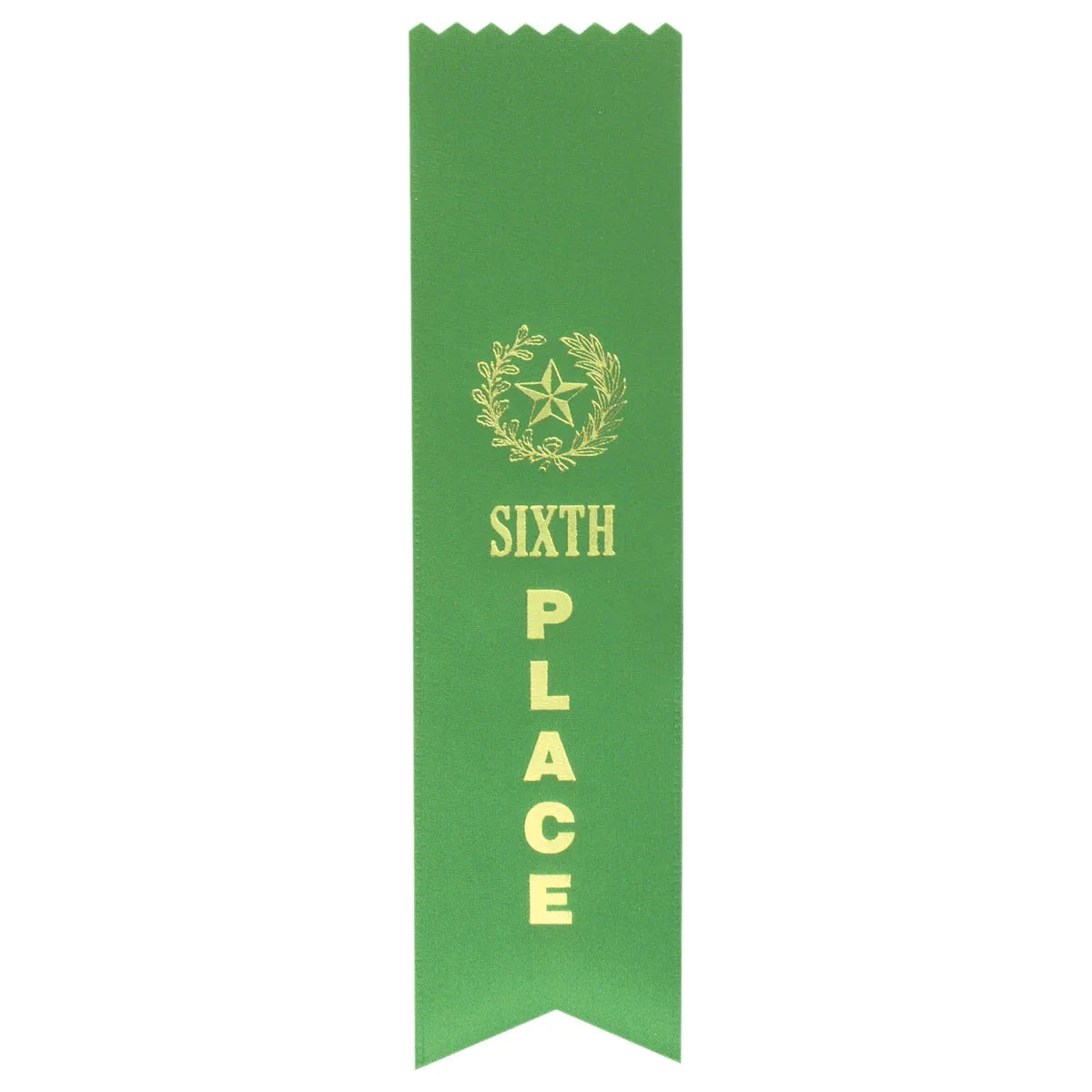 Green 6th Place Pinked Top Ribbon