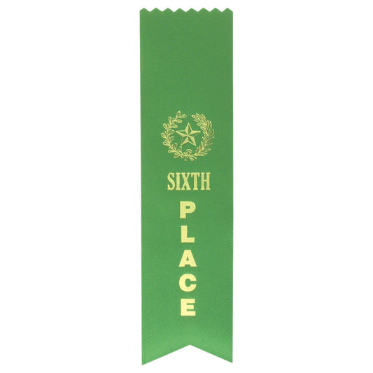 Green 6th Place Pinked Top Ribbon