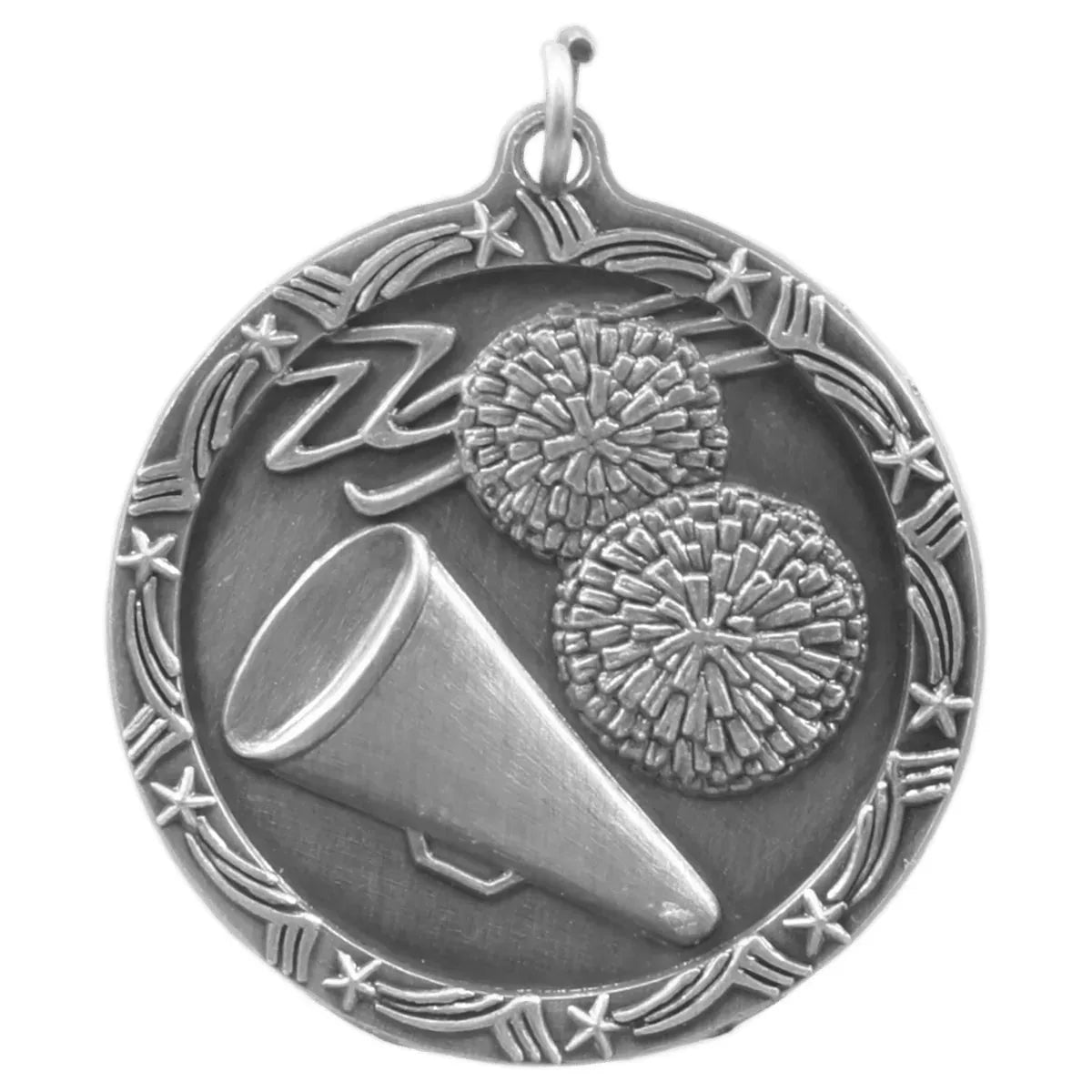 Antique Silver 1 3/4" Cheer Shooting Star Medal