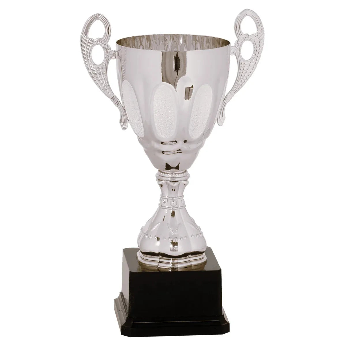 Silver 11" Completed Metal Cup Trophy on Plastic Base