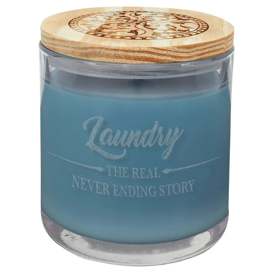 14 oz. French Linen Candle in a Glass Holder with Wood Lid