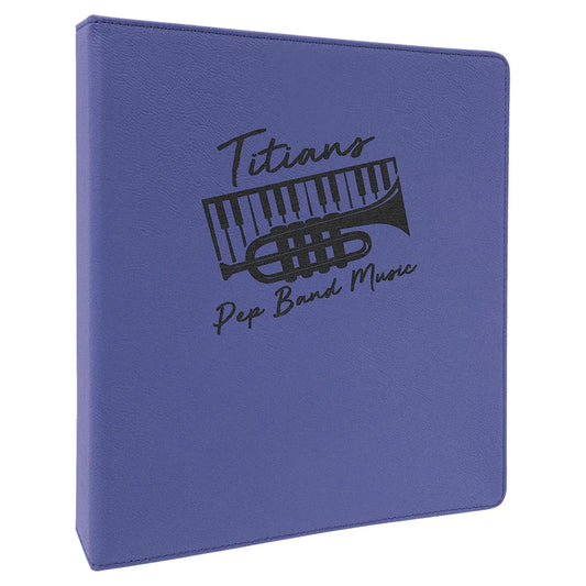 Purple/Black 10 1/2" x 11 1/2" Laserable Leatherette 3 Ring Binder with 1" Slant D Rings