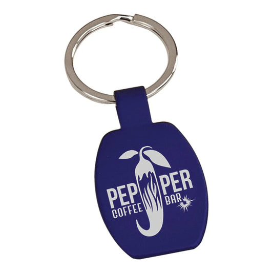 Blue 1 5/8" Laserable Rectangle Keychain