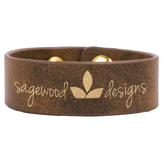 Rustic/Gold 9 1/2" x 1" Laserable Leatherette Cuff Bracelet