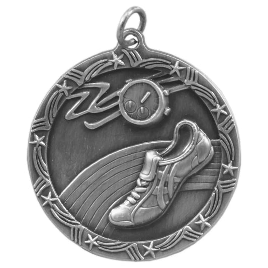Antique Silver 1 3/4" Track Shooting Star Medal