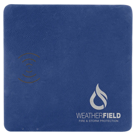 Blue/Silver 8" x 8" Laserable Leatherette Phone Charging Mat