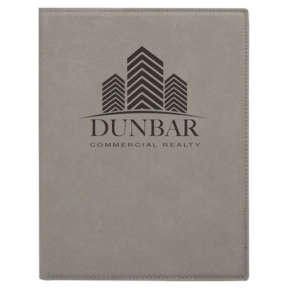 Gray 7" x 9" Laserable Leatherette Small Portfolio with Notepad