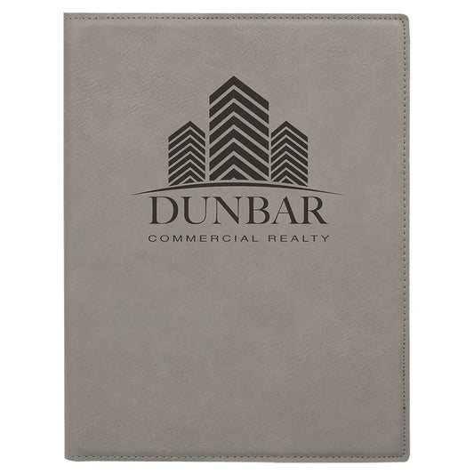 Gray 7" x 9" Laserable Leatherette Small Portfolio with Notepad