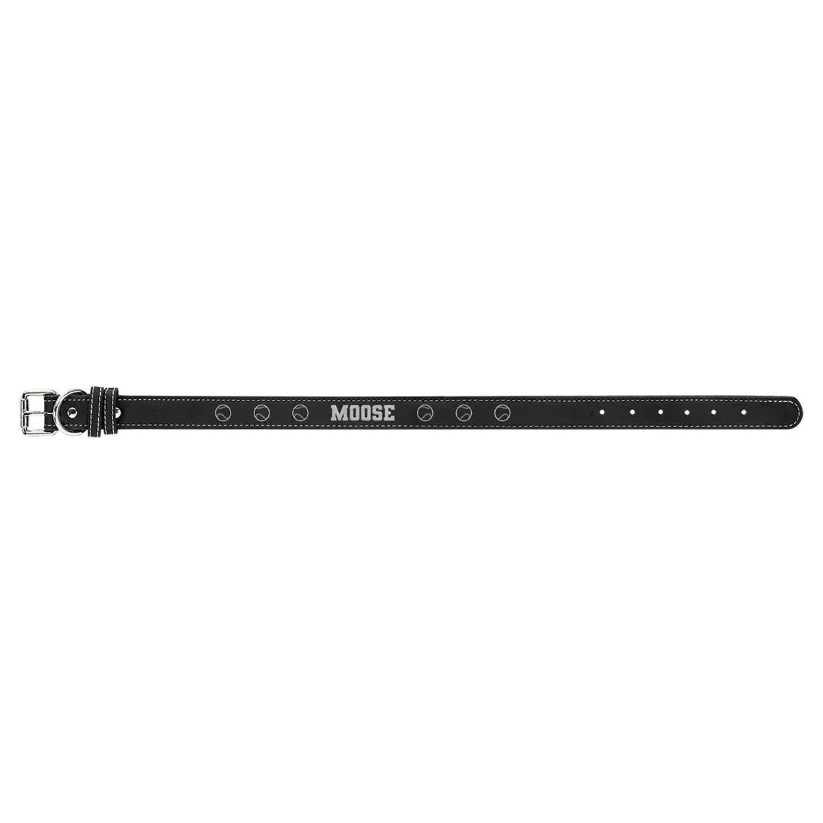Black/Silver Extra Large 27" x 1 1/4" Laserable Leatherette Dog Collar