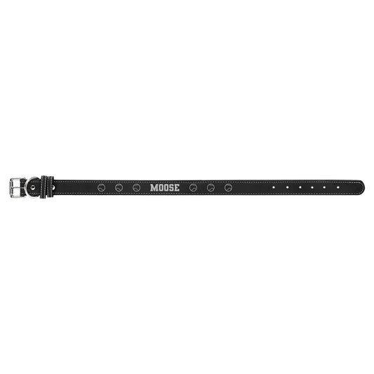 Black/Silver Extra Large 27" x 1 1/4" Laserable Leatherette Dog Collar