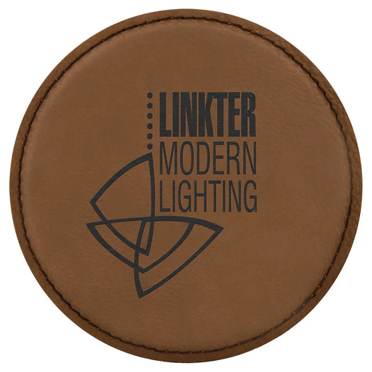 Dark Brown 4" Round Laserable Leatherette Coaster