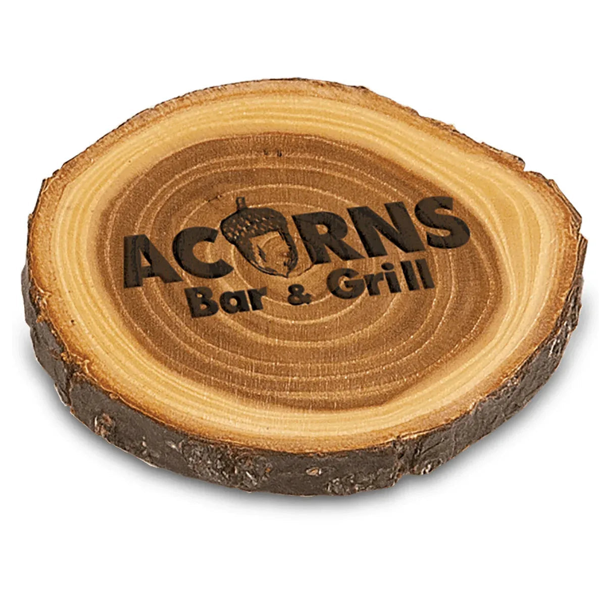 Custom Old West Log Elmwood Coaster (4") — Engraved Coaster | Branded