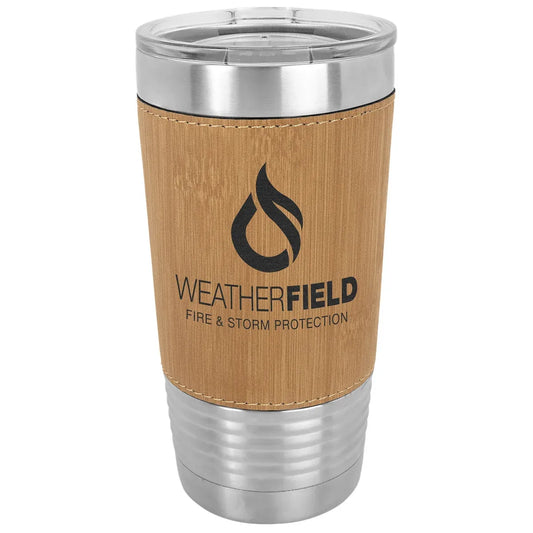Bamboo Laserable Leatherette Polar Camel Tumbler with Clear Polar Camel 20 oz. Lid