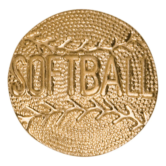 Gold Softball Metal Chenille Letter Insignia