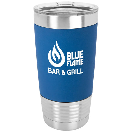 Blue White Polar Camel 20 oz. Tumbler with Silicone Grip and Clear Lid