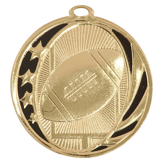 Bright Gold 2" Football Laserable MidNite Star Medal