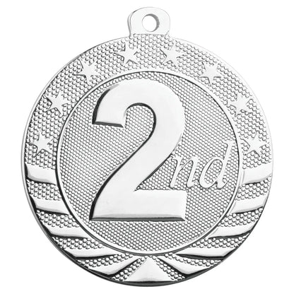 2" Bright Silver 2nd Place Starbrite Medal