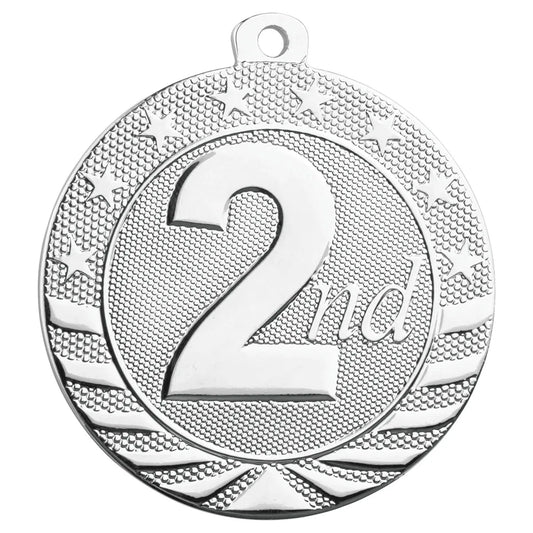 2" Bright Silver 2nd Place Starbrite Medal
