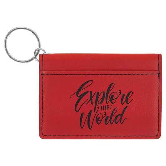 Red 4 1/4" x 3" Laserable Leatherette Keychain ID Holder