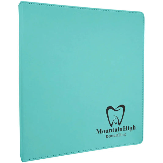 Teal 10 1/2" x 11 1/2" Laserable Leatherette 3 Ring Binder with 1" Slant D Rings