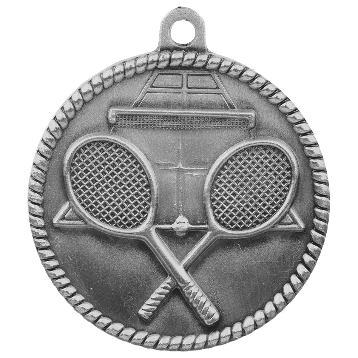 Antique Silver 2" Tennis High Relief Medal