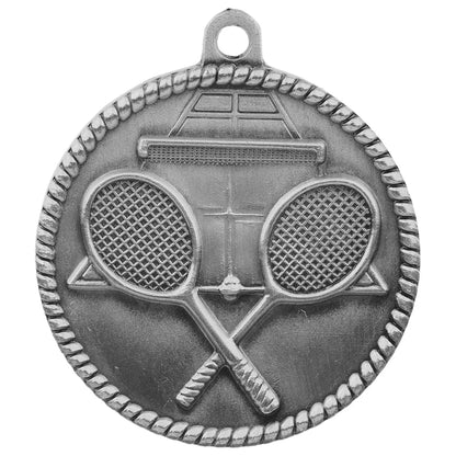 Antique Silver 2" Tennis High Relief Medal