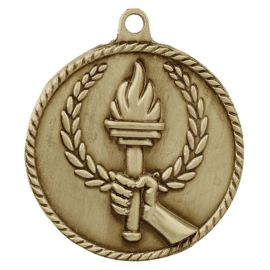 Antique Gold 2" Torch High Relief Medal