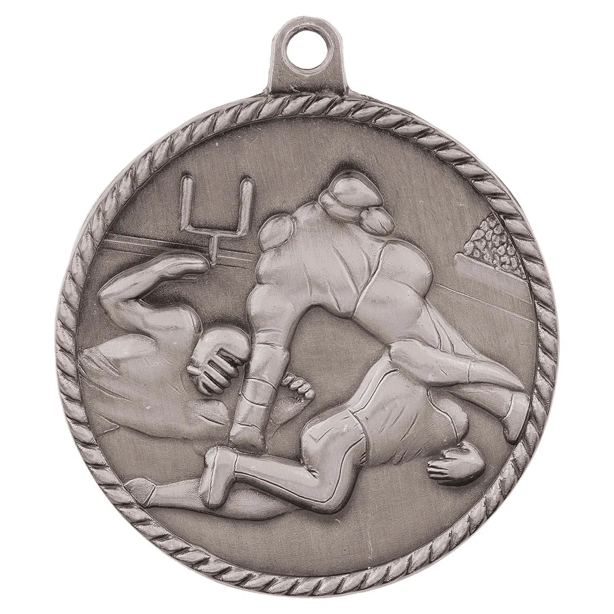 Antique Silver 2" Football High Relief Medal