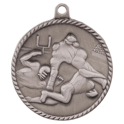 Antique Silver 2" Football High Relief Medal
