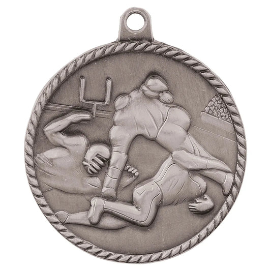 Antique Silver 2" Football High Relief Medal