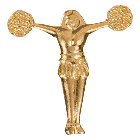 Gold Pom Pom Girl Metal Chenille Letter Insignia