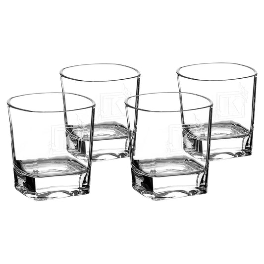 8 oz. Rectangle Rocks Glasses in a Gift Box (Same Glass as the DCG351 Decanter Set) Sold in Sets of 4, 6 Sets Per Case  (Gift Box has a White Sleeve)