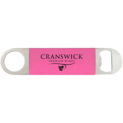 Pink Black 1 1/2" x 7" Bottle Opener with Silicone Grip