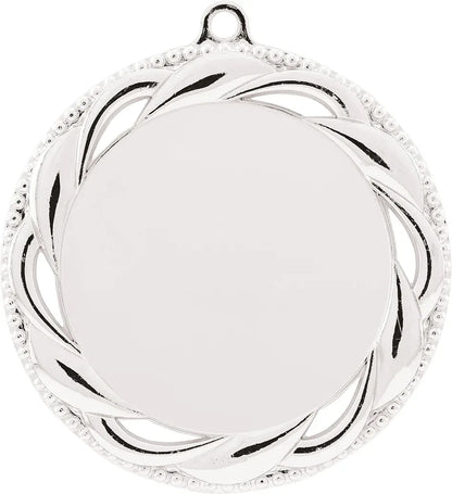 Bright Silver 2 3/4" Rosette 2" Insert Holder Medal