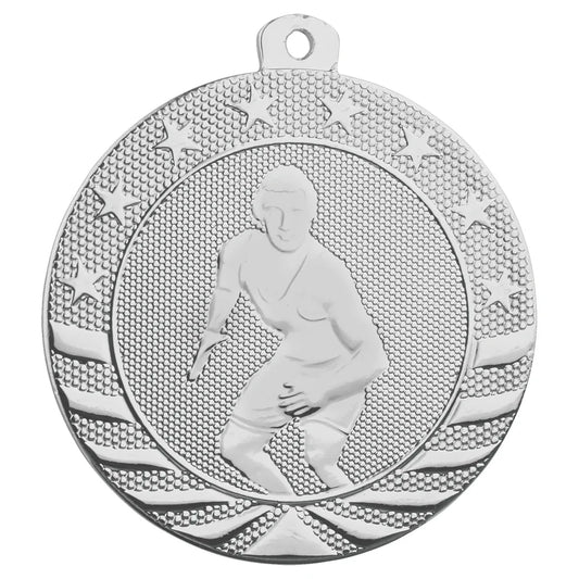 Bright Silver 2" Wrestling Starbrite Medal