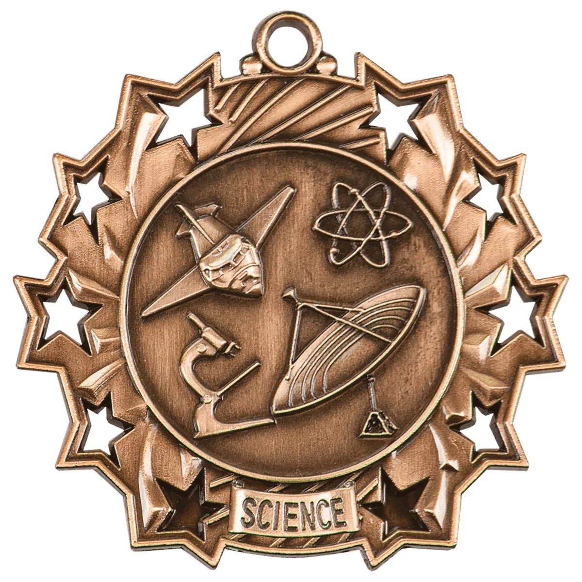 Antique Bronze 2 1/4" Science Ten Star Medal