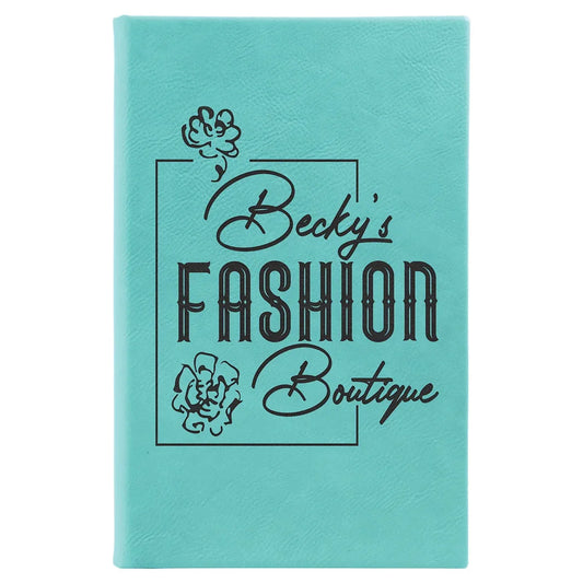 Teal 5 1/4" x 8 1/4" Laserable Leatherette Sketch Book with Unlined Notepad