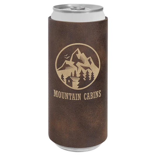 Rustic/Gold Laserable Leatherette Slim Beverage Holder