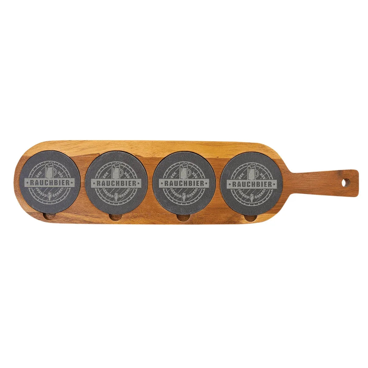18 1/2" x 4 1/4" Acacia Wood/Slate Serving Board