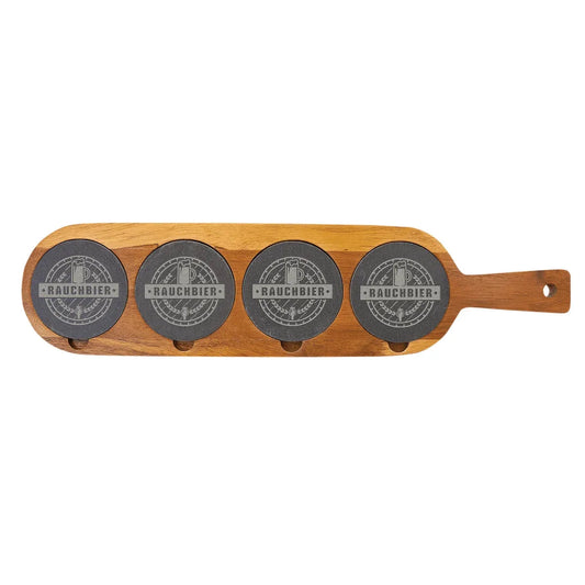 18 1/2" x 4 1/4" Acacia Wood/Slate Serving Board