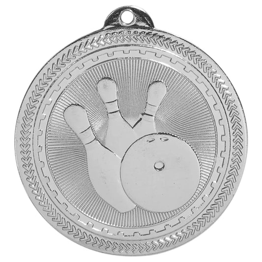 Bright Silver 2" Bowling Laserable BriteLazer Medal