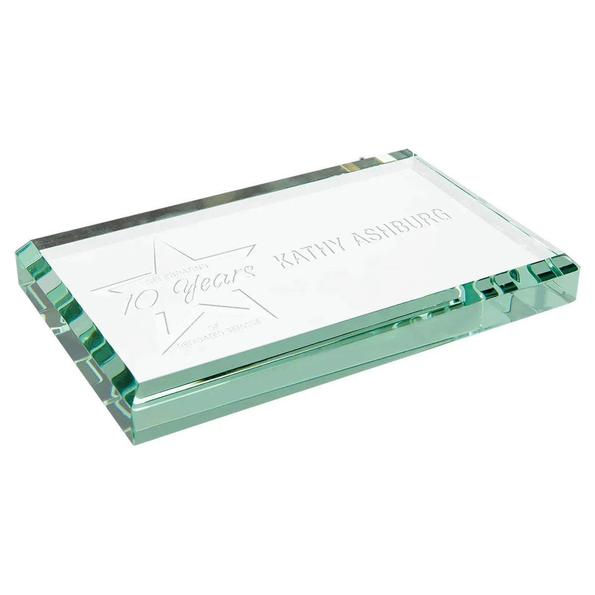 4" x 2 1/2" x 1/2" Jade Glass Paperweight