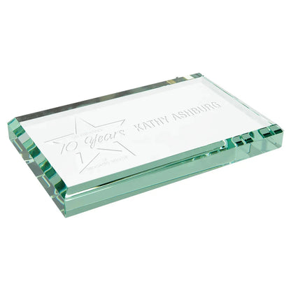 4" x 2 1/2" x 1/2" Jade Glass Paperweight
