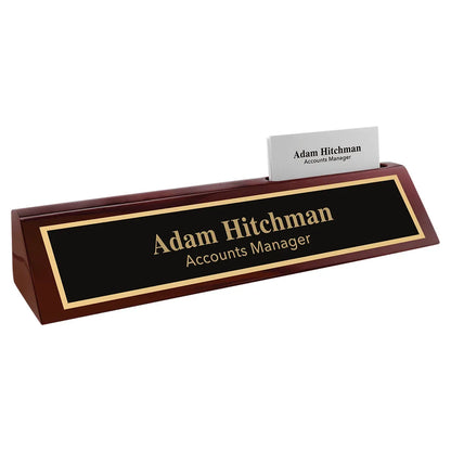 10 1/2" Rosewood Piano Finish Desk Wedge with Business Card Holder
