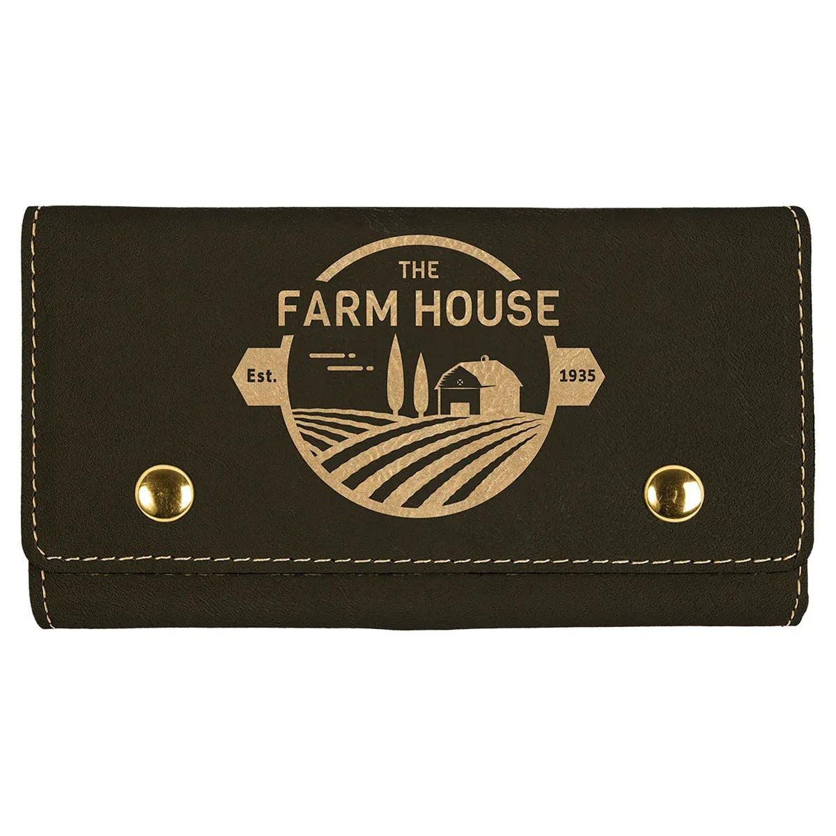 Black/Gold Laserable Leatherette Card & Dice Set