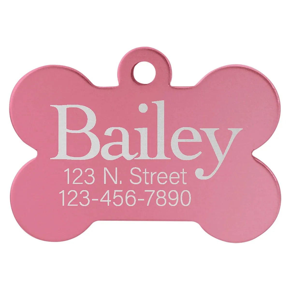 Pink 1 1/4" x 3/4" Laserable Anodized Aluminum Bone Pet Tag