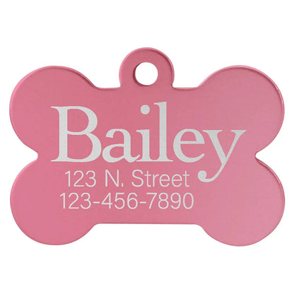 Pink 1 1/4" x 3/4" Laserable Anodized Aluminum Bone Pet Tag