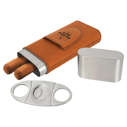 Rawhide Laserable Leatherette Cigar Case with Cutter