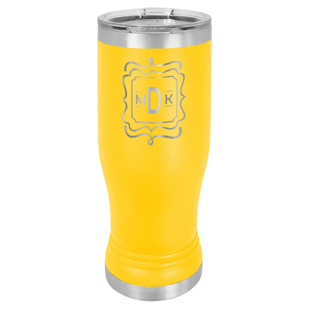 Yellow 14 oz. Polar Camel Pilsner with Clear Lid